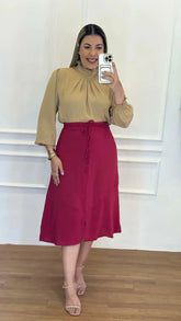 Conjunto Saia Roberta Marsala